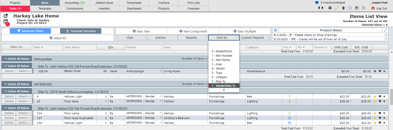 Sorting by vendor1