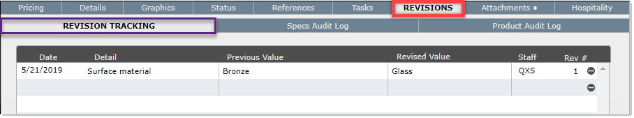 revisions sub tab