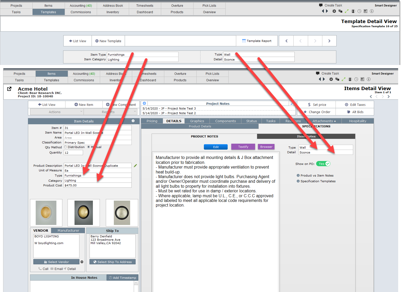 specification template in use