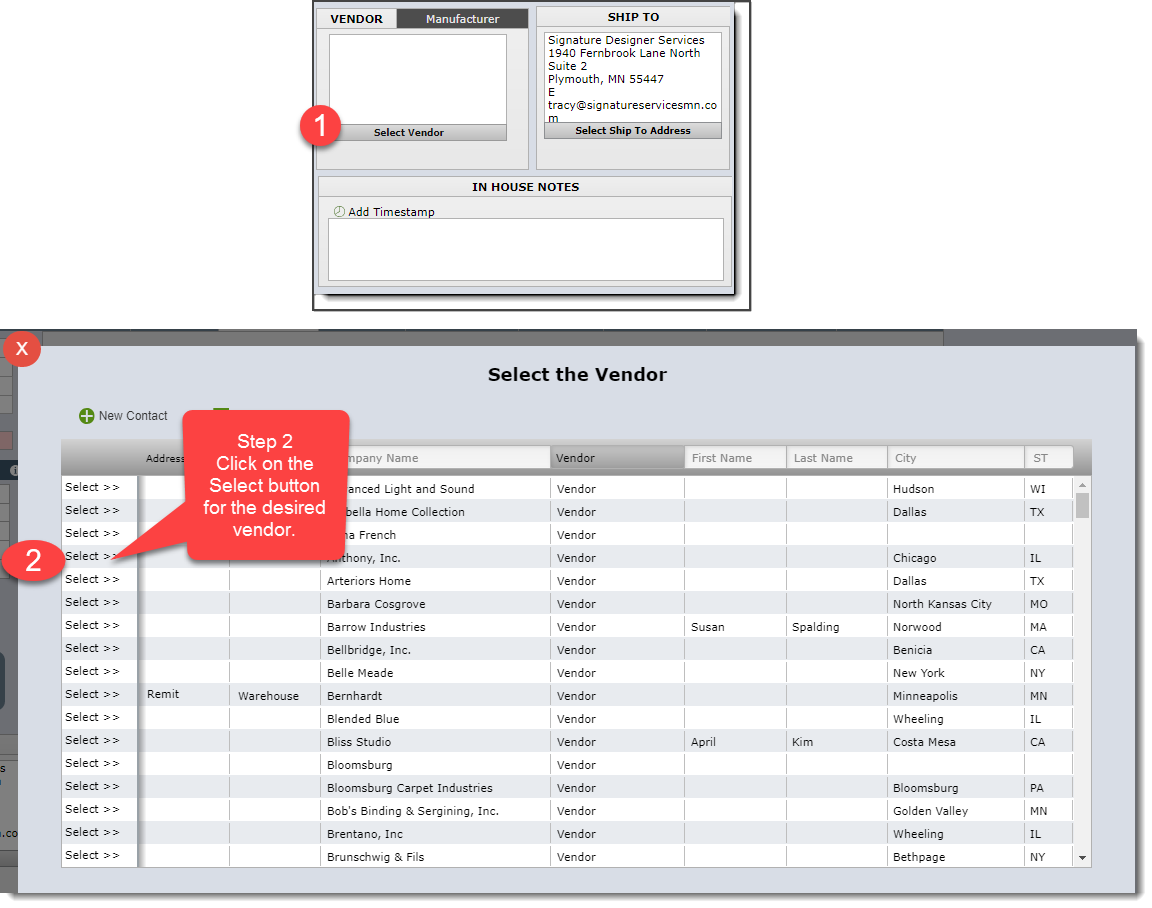 select vendor