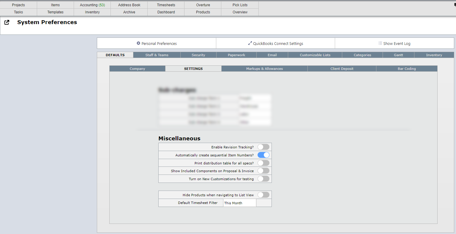 settings other settings