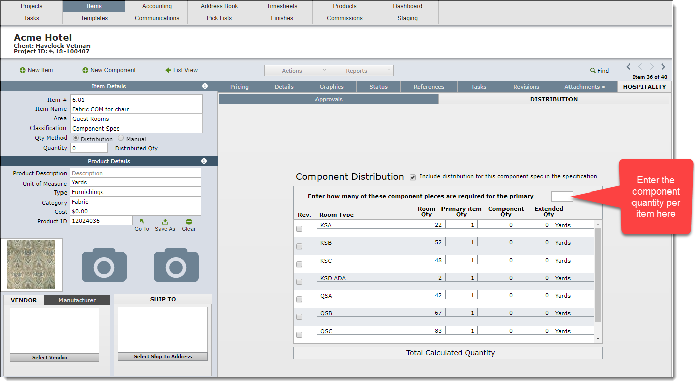 component distribution